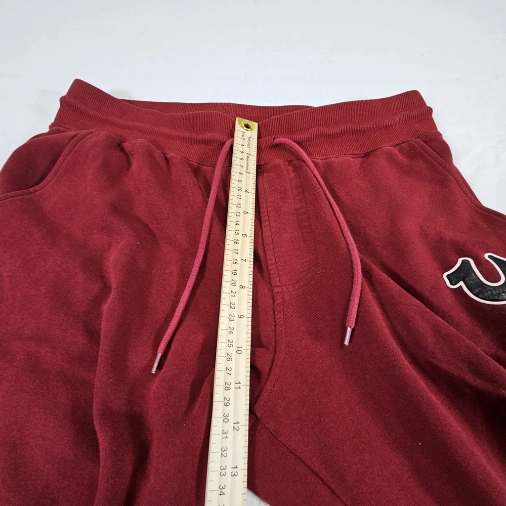 True ReligionHF Puff Jogger Mens Medium Horseshoe Logo Drawstring Red‎ Burgundy